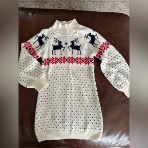 Janie and Jack Fair Isle Sweater dress with puff sleeves size 3